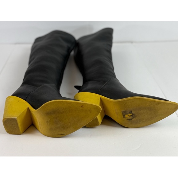 Paloma Barcelo Black Knee High Pointed Toe Block Heel Boots, size 6 US/ 36 EU - Picture 12 of 15